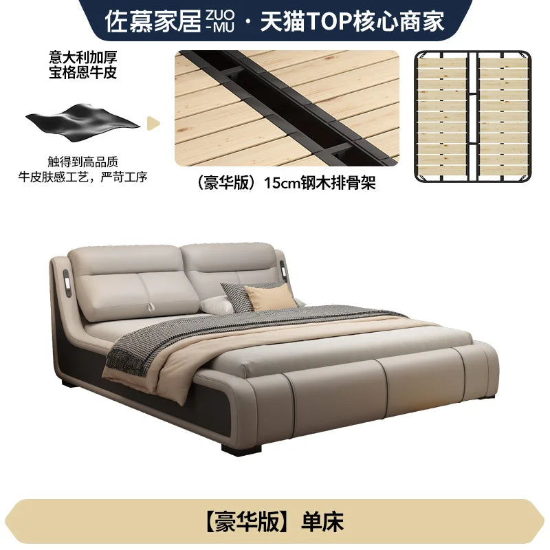 Hotel Adjustable Bed Cream Deluxe Lounge Luxury Organiser Bed Waterproof Drawers Bedroom Muebles Para El Hogar Furnitures