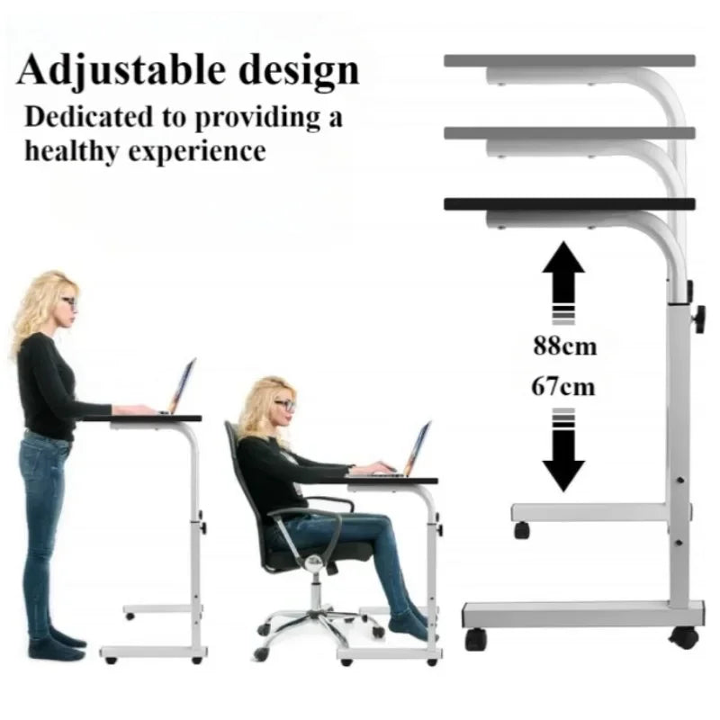 Portable Desk with Universal Wheels Oversized Table Adjustable Height Large Laptop Desk Study Desk for Dormitory Student