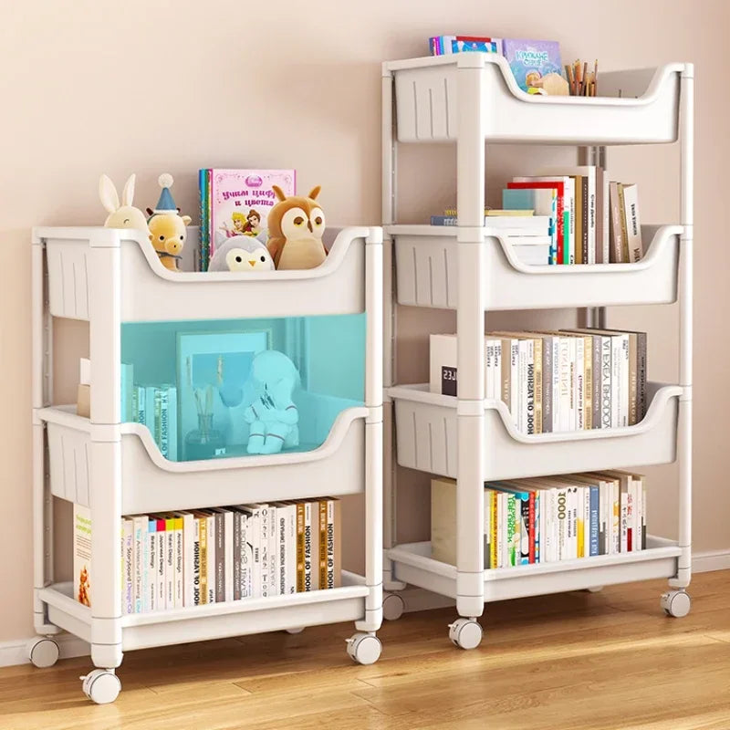 Floor-to-Ceiling Home Shelves Simple Desk Organizer Multi-Layer Toy Storage Trolley Playroom Rack for Home Organization