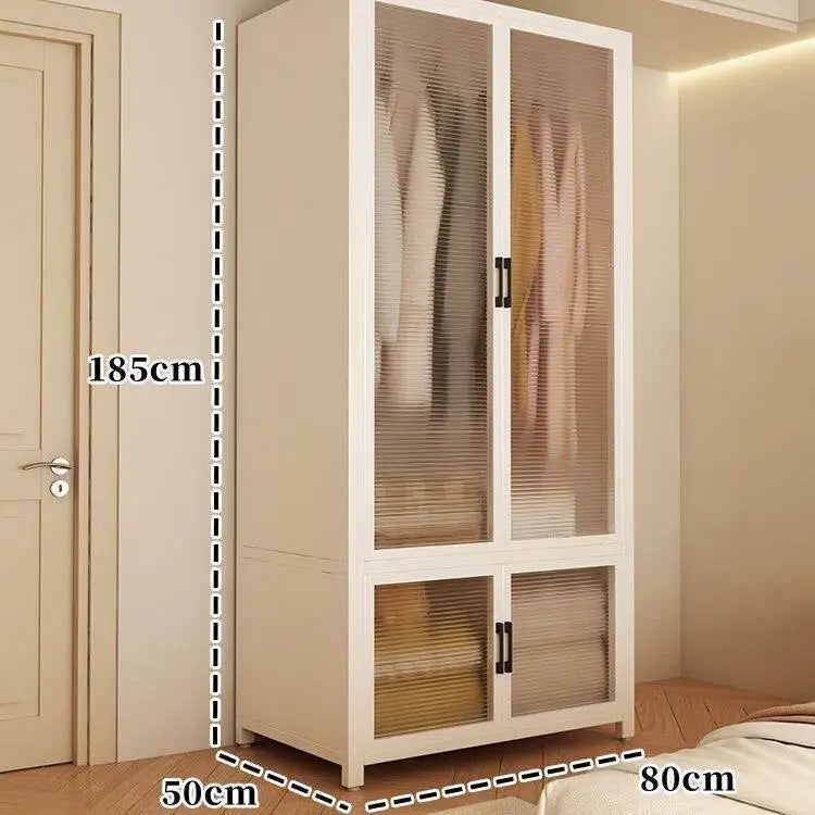 Simple Japanese-style clothes closet bedroom complete set Household simple wardrobe steel frame Open closet para ropa Furniture