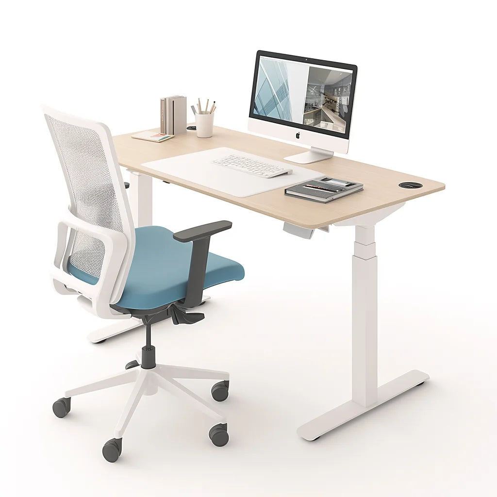 Home Gaming Height Adjustable Electric Standing Desk Frame Office Furniture Extendable Work Lifting White Desk