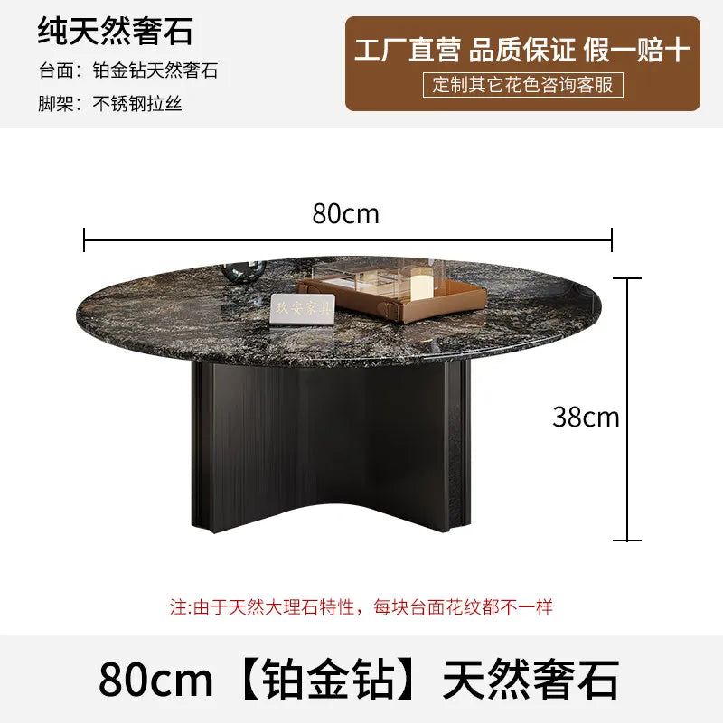 Marble Coffee Table Round Designer Mid-century Modern Nordic Auxiliary Balck Side Table Lounge Interior Furniture Living Room
