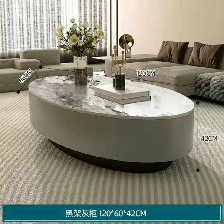 Modern Marble Top Coffee Table With Storage Design Nordic Oval Coffee Table Organizer Drawer Living Room Table Basse Furniture