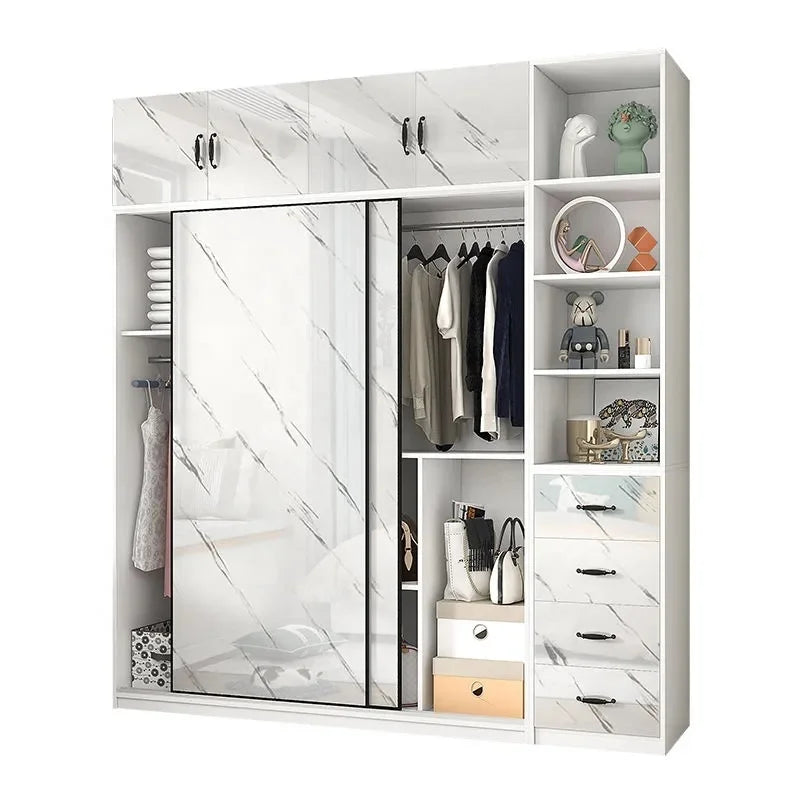 Modern Cheap Closet Clothes MDF Small Size Corner Simple Design Bedroom Furniture Wardrobes with Large Storage
