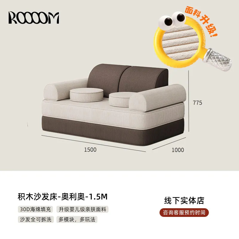 Modular Sectional Sofa Bed Compressed Convertible Foldable Multifunctional Living Room Bedroom Removable Washable Home Furniture