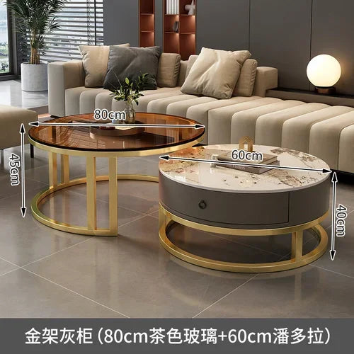 Storage Metal Coffee Table Set Living Room Luxury Modern Coffee Tables Round Minimalist Space Saving Kaffee Tische Decoration