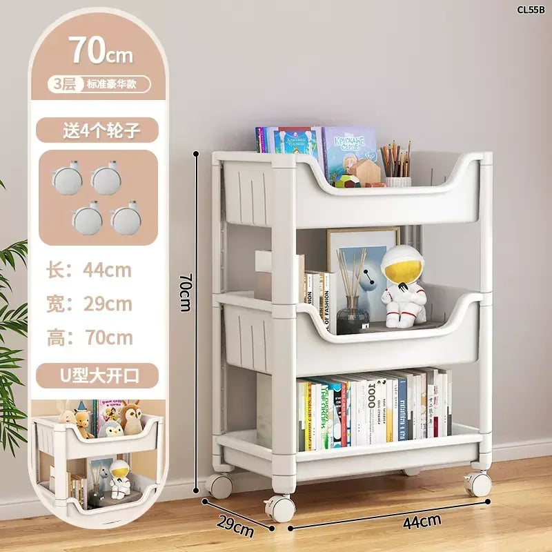 Floor-to-Ceiling Home Shelves Simple Desk Organizer Multi-Layer Toy Storage Trolley Playroom Rack for Home Organization