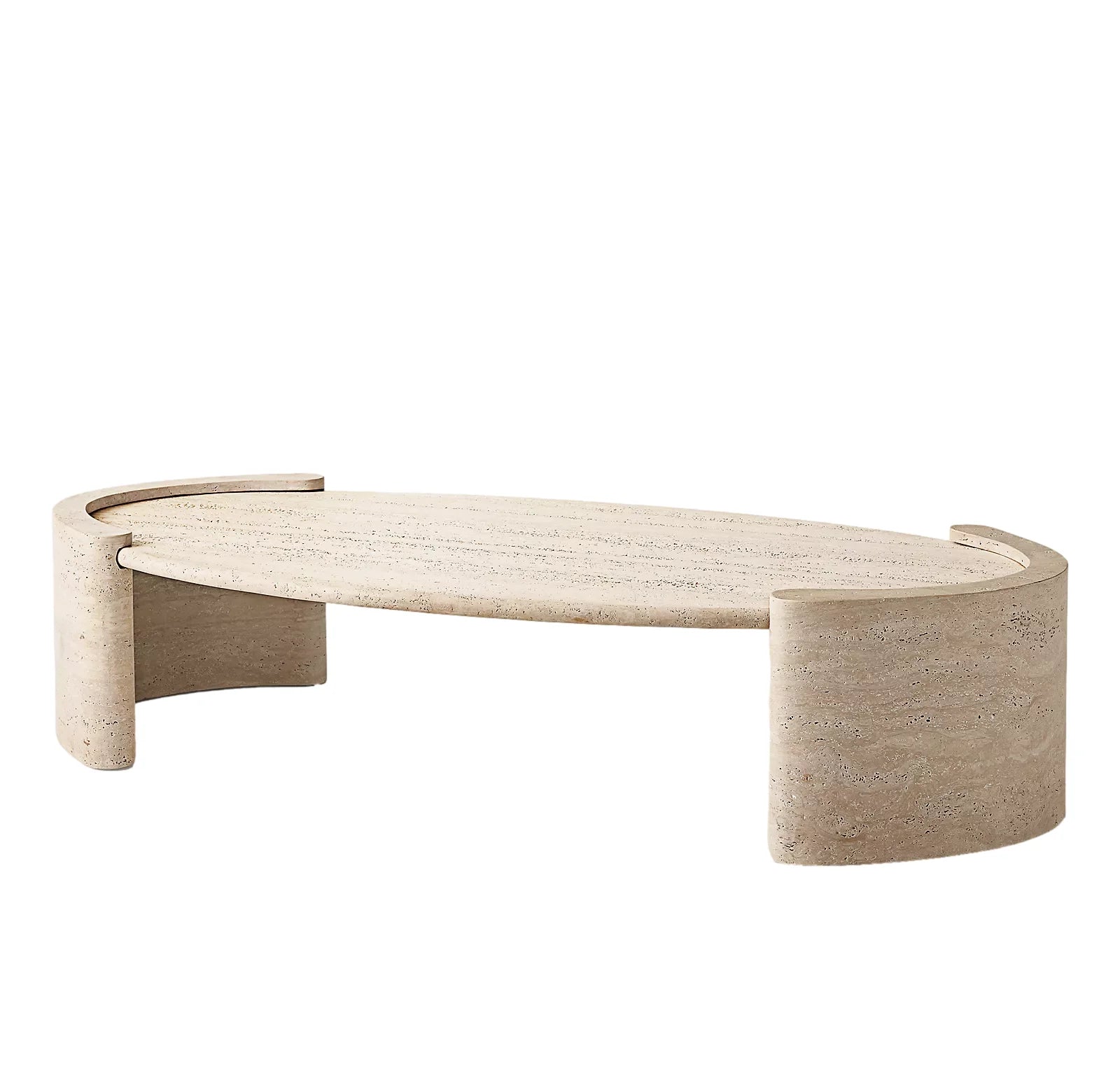 Modern Oval Travertine Coffee Table with Marble Finish for Outdoor & Hotel Use Also Suitable As End Table