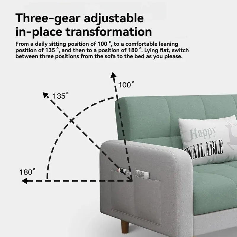 Stable Small Unit Sofa Bed, Foldable Dual-purpose Double Bed, Home Office Nap, Three Person Sofa, Leisure Fabric, Lazy Sofa
