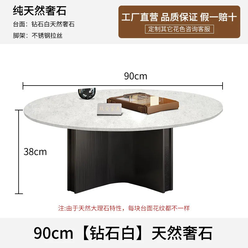 Marble Coffee Table Round Designer Mid-century Modern Nordic Auxiliary Balck Side Table Lounge Interior Furniture Living Room