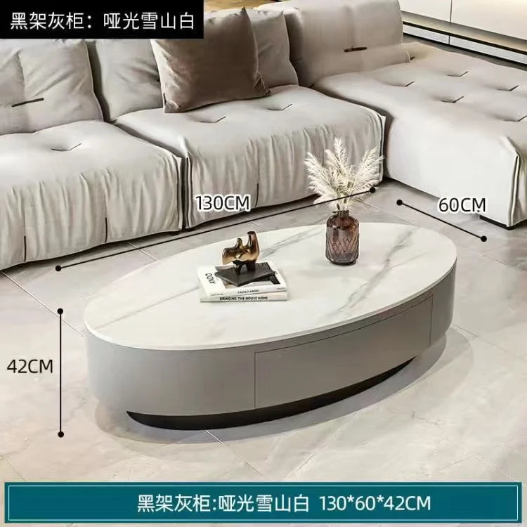 Modern Marble Top Coffee Table With Storage Design Nordic Oval Coffee Table Organizer Drawer Living Room Table Basse Furniture