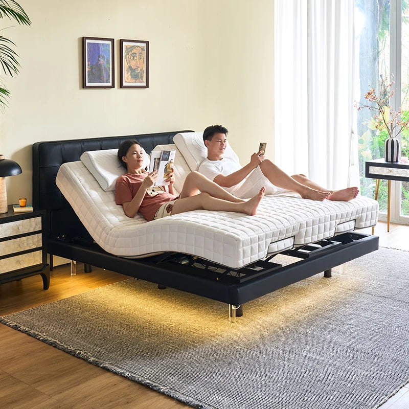 Smart Electric Adjustable Metal Bed Frame Single Or Double Extra Large With Sliding Rail Modern Design Bedroom Furniture