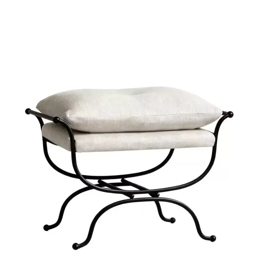 French dressing stool Footrest Ottoman furniture bedroom designer dressing stool retro iron shoe changing stool tea stool edge s