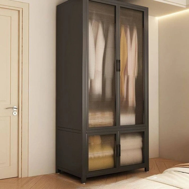 Simple Japanese-style clothes closet bedroom complete set Household simple wardrobe steel frame Open closet para ropa Furniture
