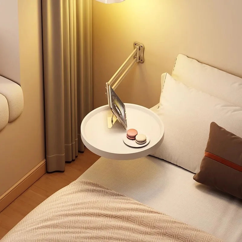 Foldable small round table hanging side table, living room side table, home bedroom wall mounted bedside table, storage table