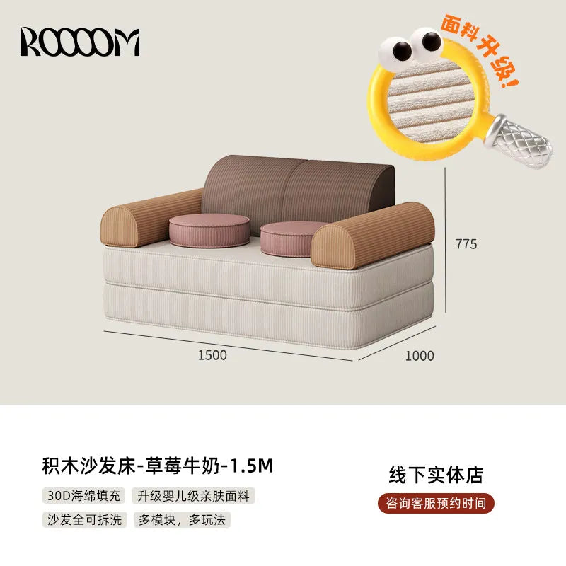 Modular Sectional Sofa Bed Compressed Convertible Foldable Multifunctional Living Room Bedroom Removable Washable Home Furniture