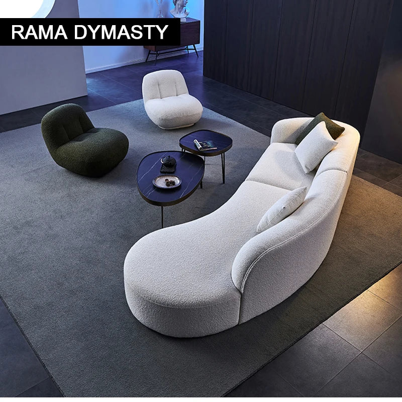 curved sofa modern minimalist living room large apartment concubine light luxuryinsWind shaped corner fabric sofa