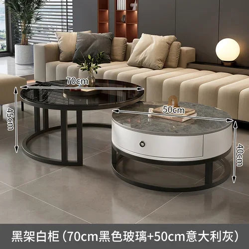 Storage Metal Coffee Table Set Living Room Luxury Modern Coffee Tables Round Minimalist Space Saving Kaffee Tische Decoration