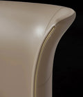 #Luxury Italian Wingback Bed King/Queen Size, Gold Trim Wave Headboard Leather Upholstered Bed
