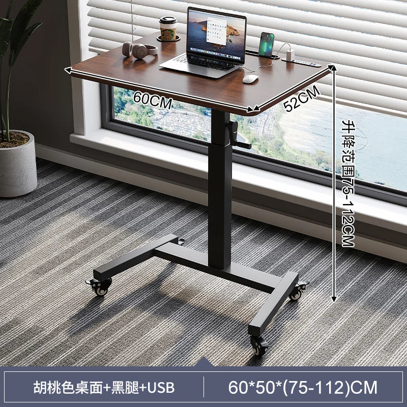 Adjustable Height Computer Desk Movable Small Writing Desk for Home Study Office Use Standing Workstation for Home