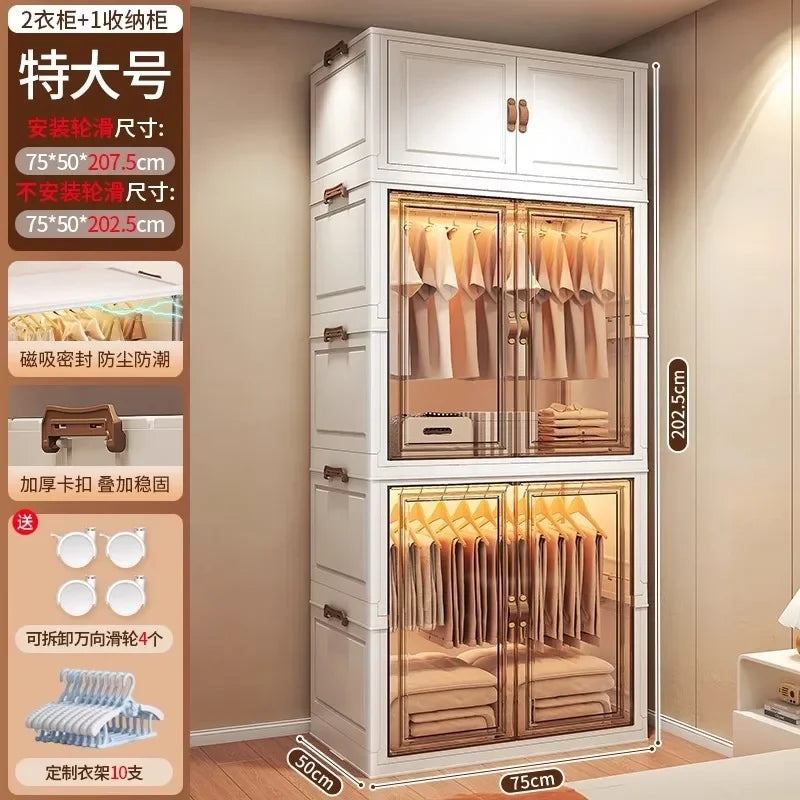 Door Wardrobe Storage Bedroom Organizer Partitions Space Saving Household Simple Closet Clothes Box Vestidores Trendy Furniture