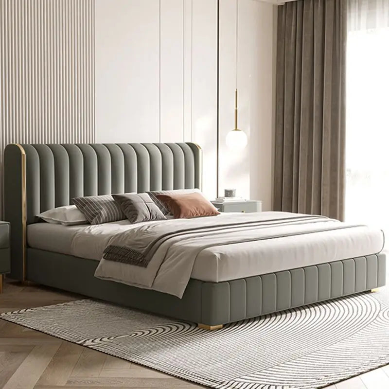 Purple Simple Double Bed Custom White Fabric Nordic Modern Storage Loft Beds Bedroom 180X200 Cm Letto Matrimoniale Furniture