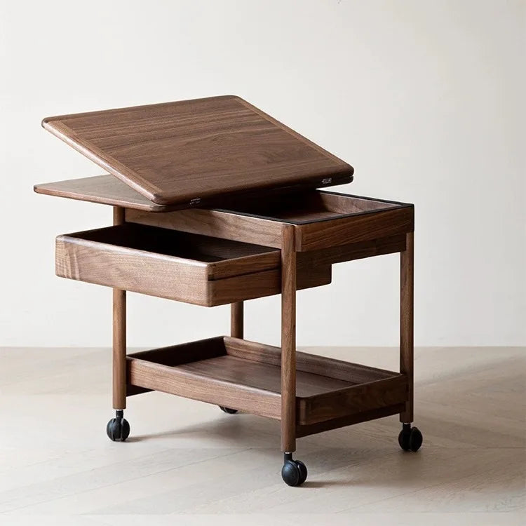 Home Living Room Coffee Table Small Household Solid Wood Sofa Side Storage Cabinet Countertop Foldable Mobile