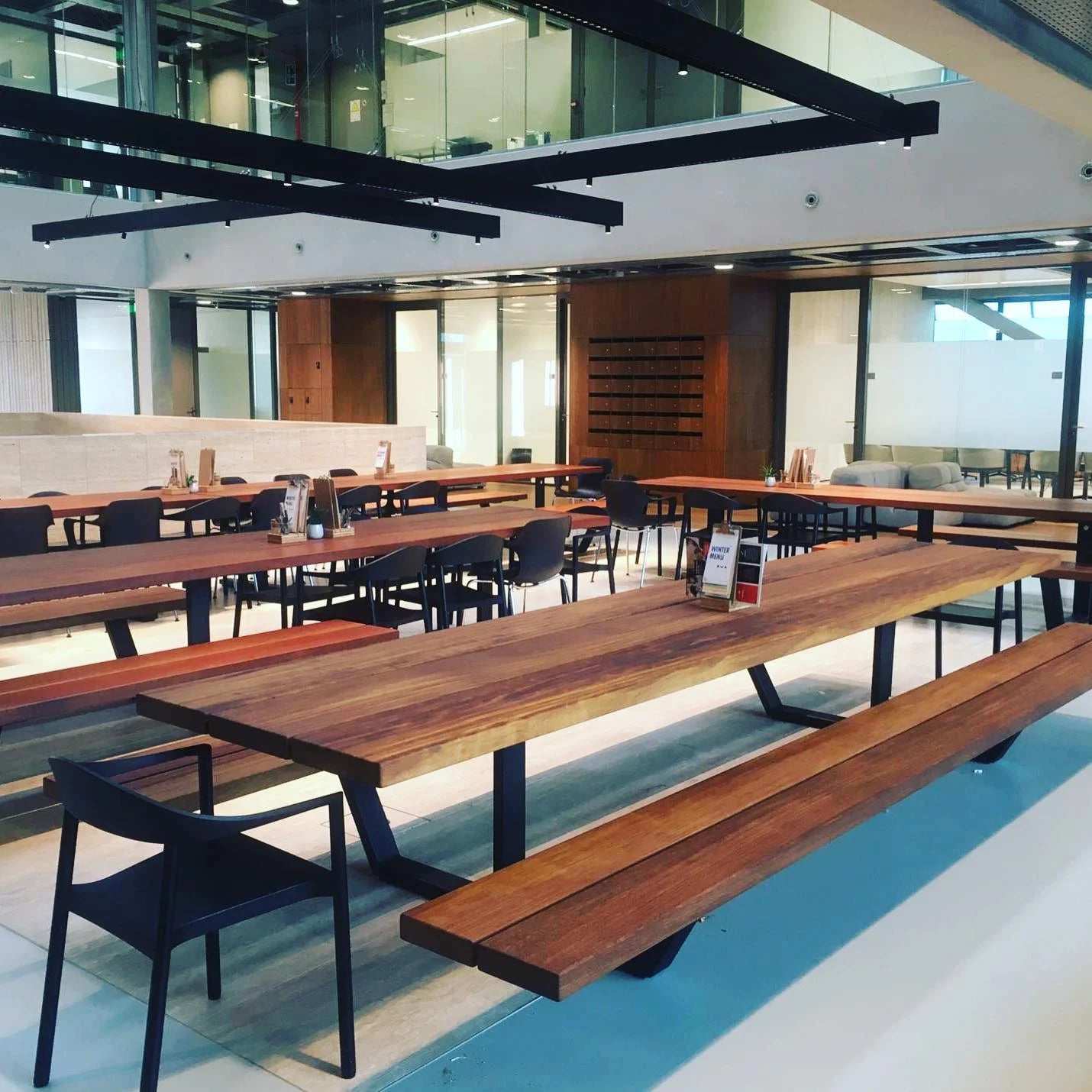 Table Benches Set Garden Dining Set Restaurant Outside Furniture Patio Park Picnic Table Bench Wood and Steel Factory Outdoor