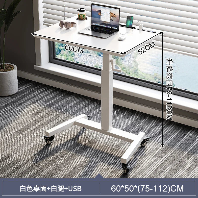 Adjustable Height Computer Desk Movable Small Writing Desk for Home Study Office Use Standing Workstation for Home
