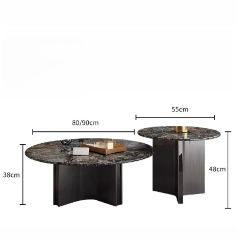 Marble Coffee Table Round Designer Mid-century Modern Nordic Auxiliary Balck Side Table Lounge Interior Furniture Living Room