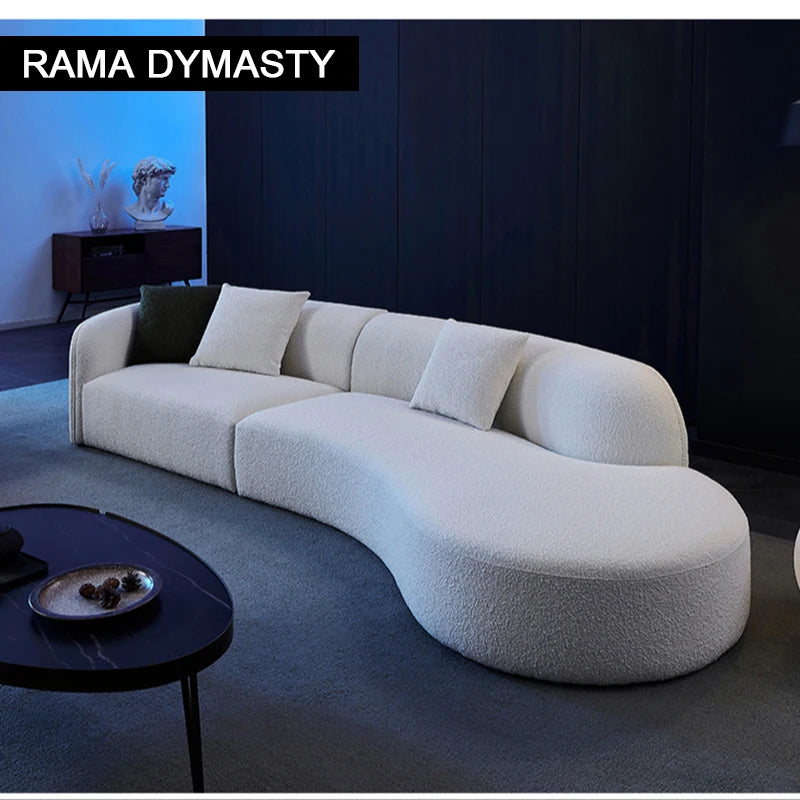 curved sofa modern minimalist living room large apartment concubine light luxuryinsWind shaped corner fabric sofa