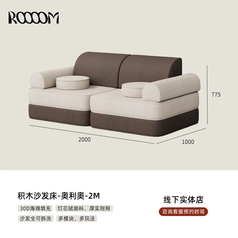 Modular Sectional Sofa Bed Compressed Convertible Foldable Multifunctional Living Room Bedroom Removable Washable Home Furniture