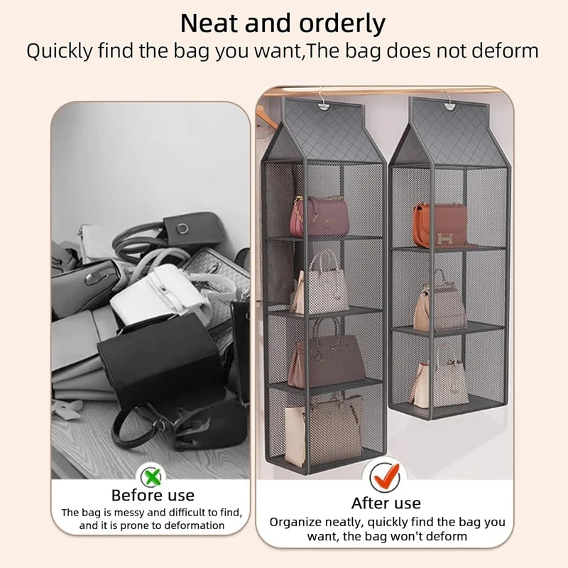 Wardrobe Closet Transparent Storage Bag Hanging Handbag Organizer  Bedroom Closet Storage Bag Dust Bag