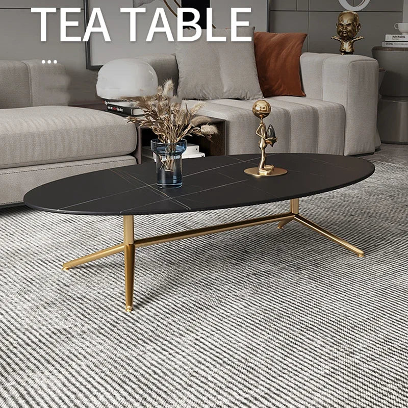 Black Oval Marble Coffee Tables Book Cute Minimalist Auxiliary Coffee Table Console Dining Garden Mesa De Centro De Sala Tables