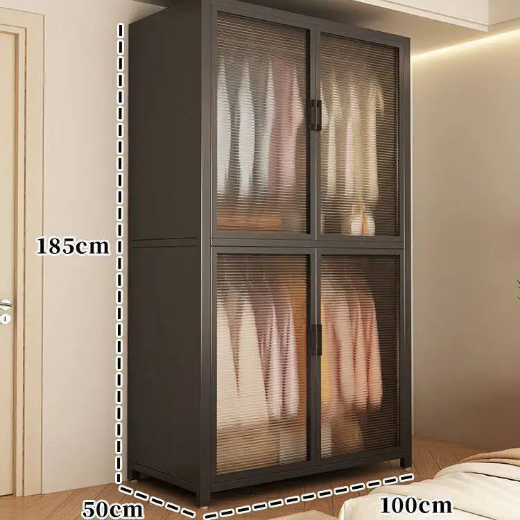 Simple Japanese-style clothes closet bedroom complete set Household simple wardrobe steel frame Open closet para ropa Furniture