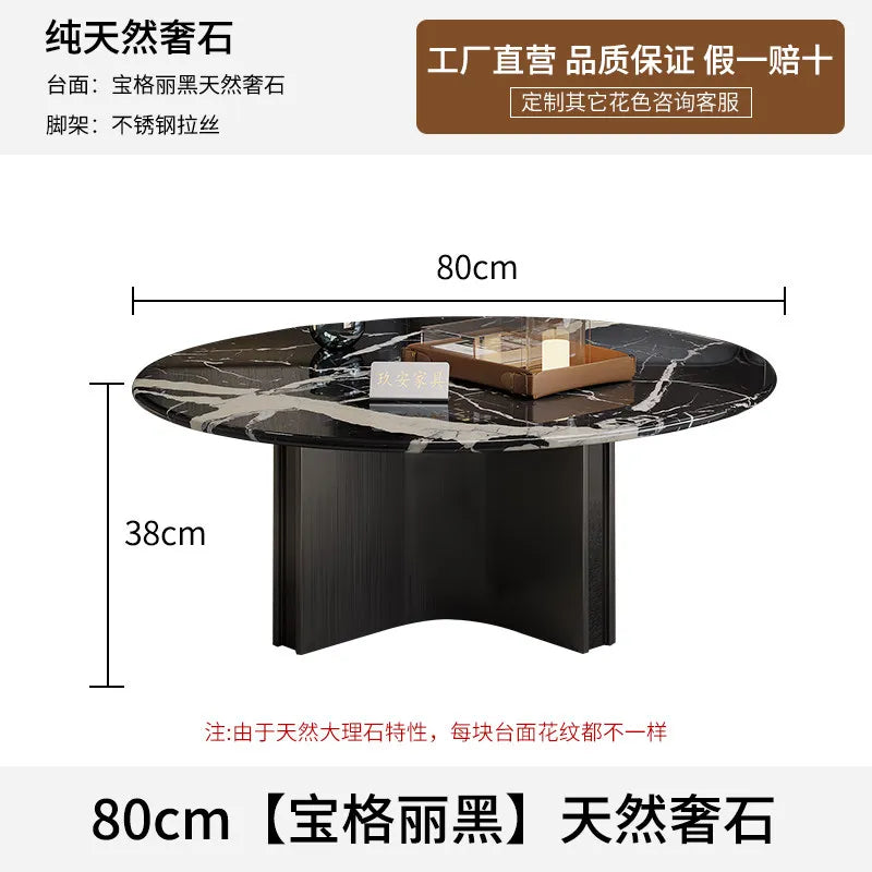 Marble Coffee Table Round Designer Mid-century Modern Nordic Auxiliary Balck Side Table Lounge Interior Furniture Living Room