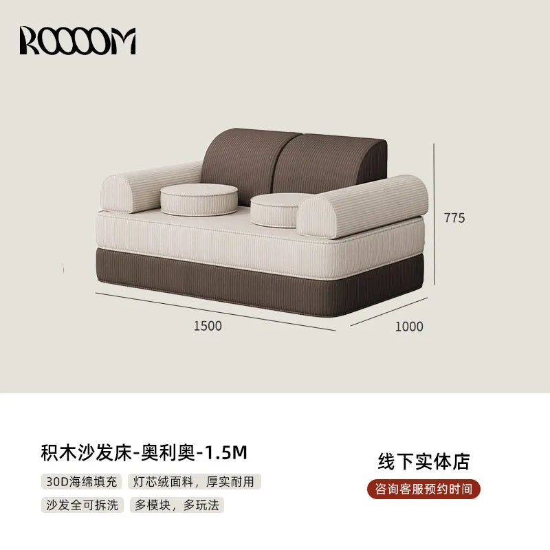 Modular Sectional Sofa Bed Compressed Convertible Foldable Multifunctional Living Room Bedroom Removable Washable Home Furniture