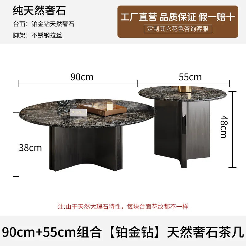 Marble Coffee Table Round Designer Mid-century Modern Nordic Auxiliary Balck Side Table Lounge Interior Furniture Living Room