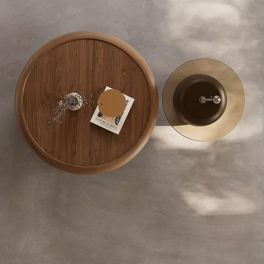 Stylish Round Coffee Table with Hidden Storage and Chic Side Table