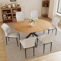 43.2"-59.1" Extendable Round Dining Table Set, Kitchen Table for 4-6 Person with Scratch-Resistant Thickened MDF, Customized