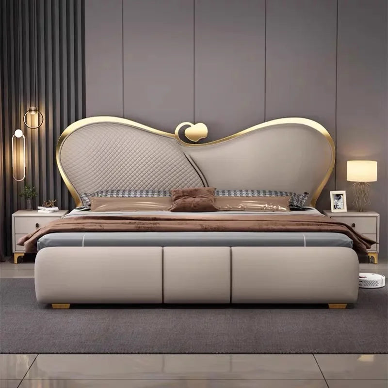 SAT. Light Luxury Creative Modern Simple Double Bed Soft Bed Bedroom King Bed Frame and Queen High-end Bedroom Furniture Set