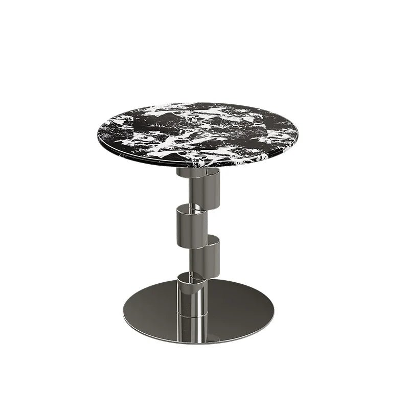 Medieval-Style Napoleon Marble Coffee Table, Designer Model for Home Use, Stainless Steel Corner Table for Living Room, Light Luxury Side Table for Bedroom