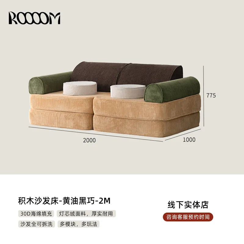 Modular Sectional Sofa Bed Compressed Convertible Foldable Multifunctional Living Room Bedroom Removable Washable Home Furniture