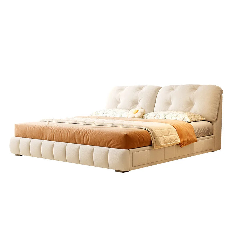 Cream Wind Cloud Fabric Frame Bed Modern Simple Master Bedroom Wedding Bed 1.8m High Box Storage Drawer Bed