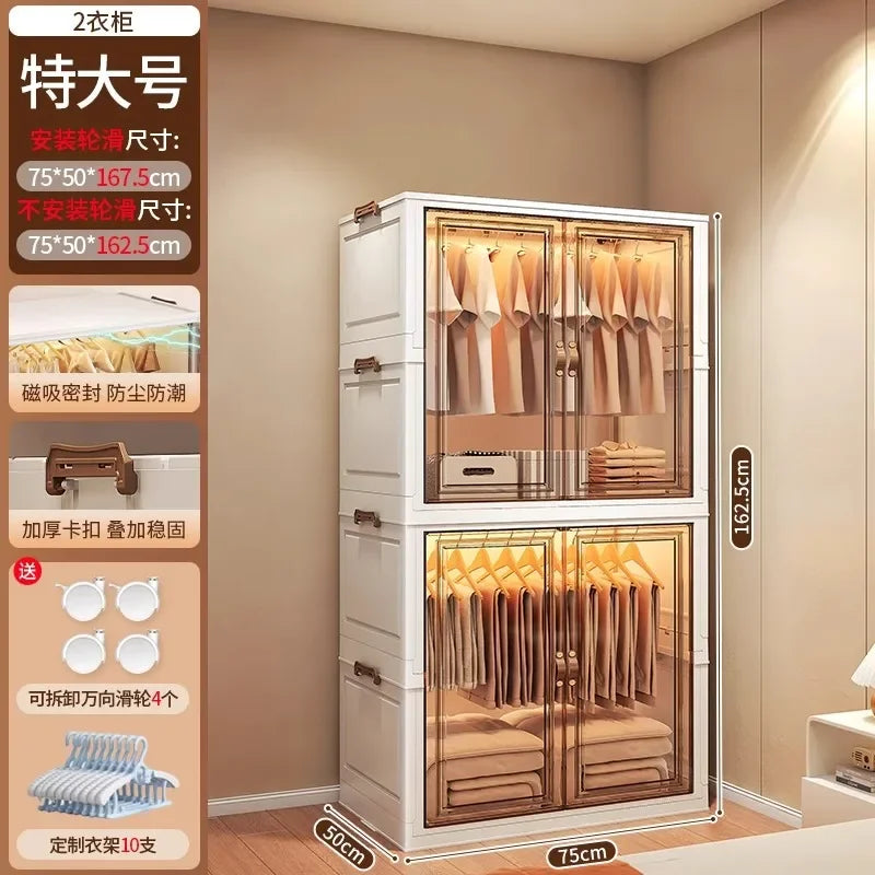 Door Wardrobe Storage Bedroom Organizer Partitions Space Saving Household Simple Closet Clothes Box Vestidores Trendy Furniture