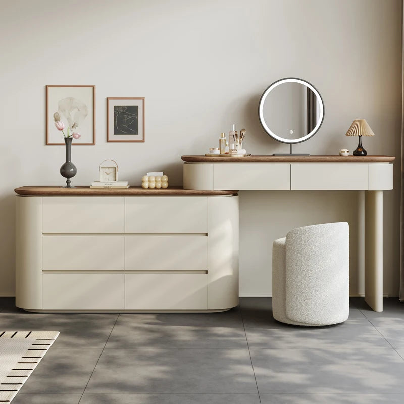 Light Mirror Dressing Table Luxury Makeup Italian Style Vanity Table Design Glamour Coiffeuse De Chambre Bedroom Furniture