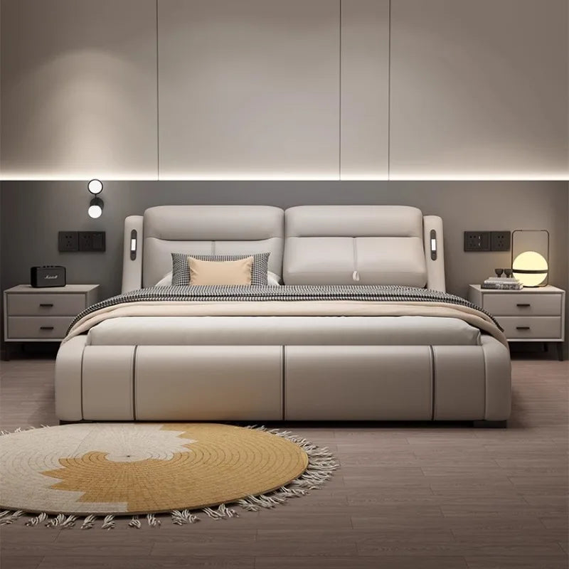 Hotel Adjustable Bed Cream Deluxe Lounge Luxury Organiser Bed Waterproof Drawers Bedroom Muebles Para El Hogar Furnitures