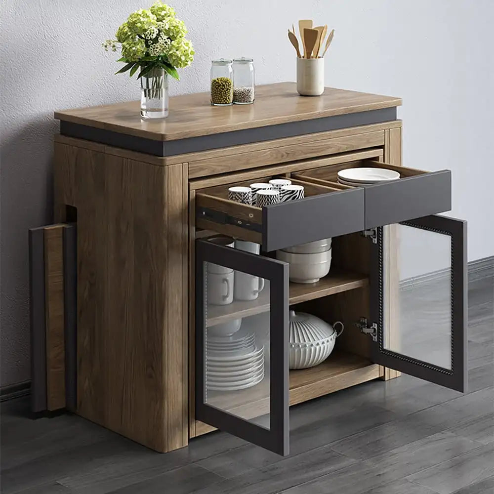 Modern Extendable Dining Table Rectangle Sideboard With Storage