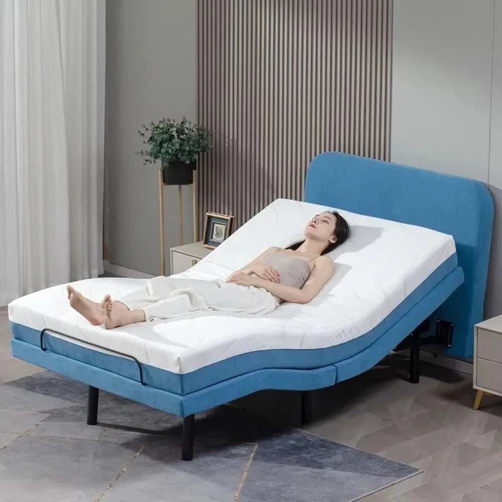 Luxury Adjustable Bed with Memory Foam Mattress Folding Control Frame, Electric Bed Base for Home Hospital Use Zero Gravity