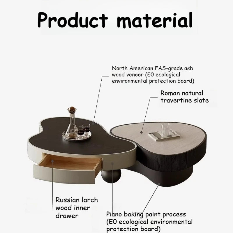 Special-shaped Coffee Table Storage Hardcover Sofa Side Table Living Room Center Luxury Modern Home Decor Items House Furniture